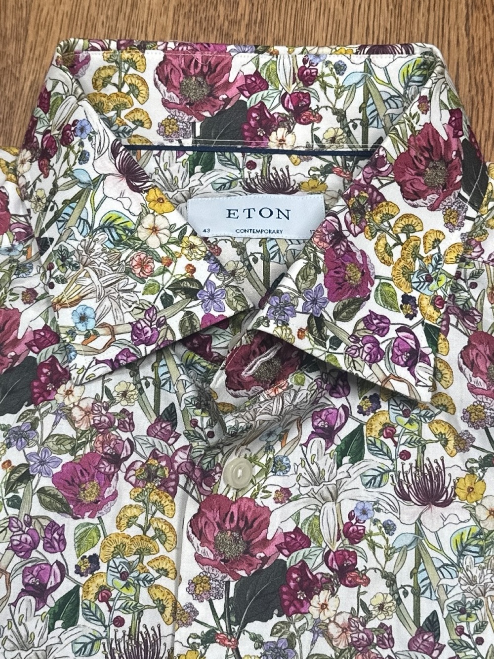 Eton Contemporary Fit Multi Floral Flower L/S Button Dress Shirt Mens 43 17